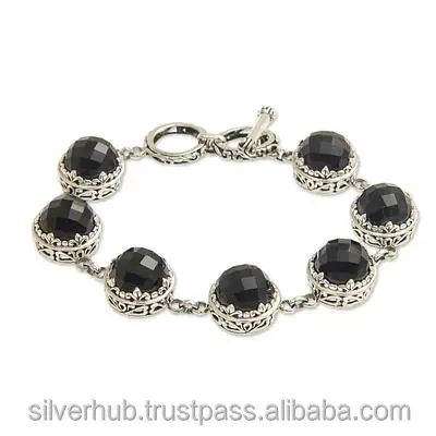 Natural Black Onyx Gemstone oval Shape 925 Sterling Silver bezel Setting bangle Silver bangle Fine Jewelry Black Color Bracelet