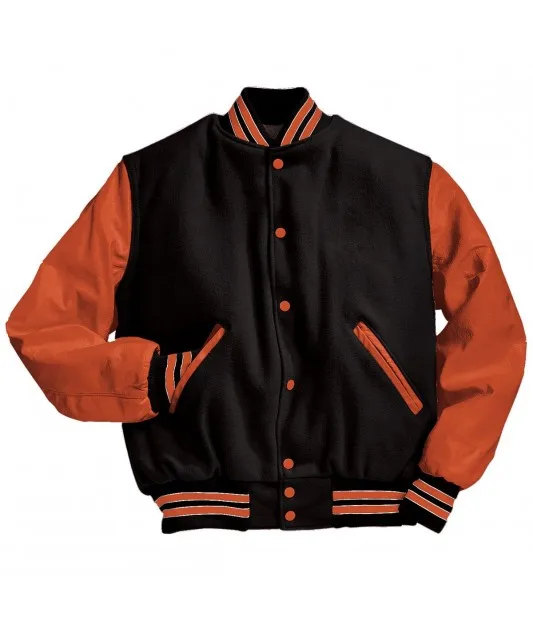 
Plain outdoor fleece embroidered cotton baseball varsity jacket With All Colors 