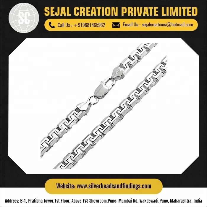 High Quality R9 925 Silver Chain 8mm Wholesale Bulk Stainless Steel Beads Men DIY Manufactured High Quality 925 Sliver Chain