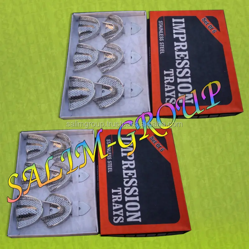 Set of 6 Impression Trays Perforated Adult Dental Instruments