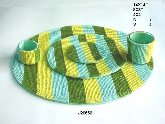 
Round Glass bead place mats with grass pattern other colours also available 
