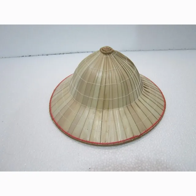 Red layer and two stage design conical hat, eco-friendly hat made from latania leaves now on sale