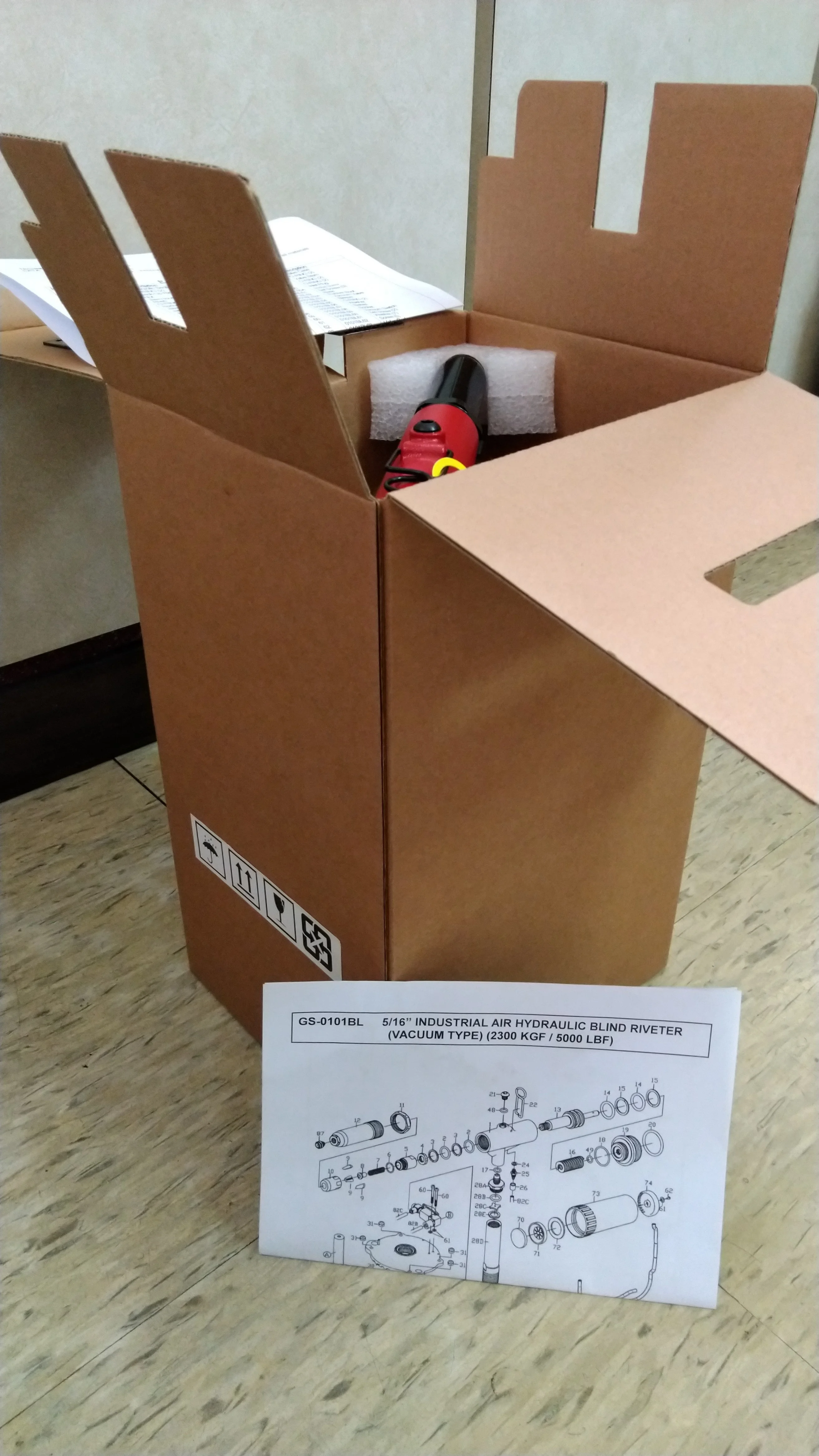 5/16 INCH INDUSTRIAL AIR HYDRAULIC BLIND RIVETER (VACUUM TYPE) (GS-0101BL)