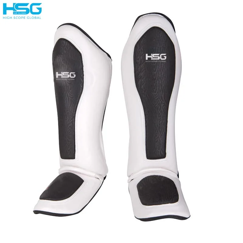 Genuine Leather Boxing Sport Shin Pads Custom Muay Thai Shin Instep Pads MMA Leg Foot Guards