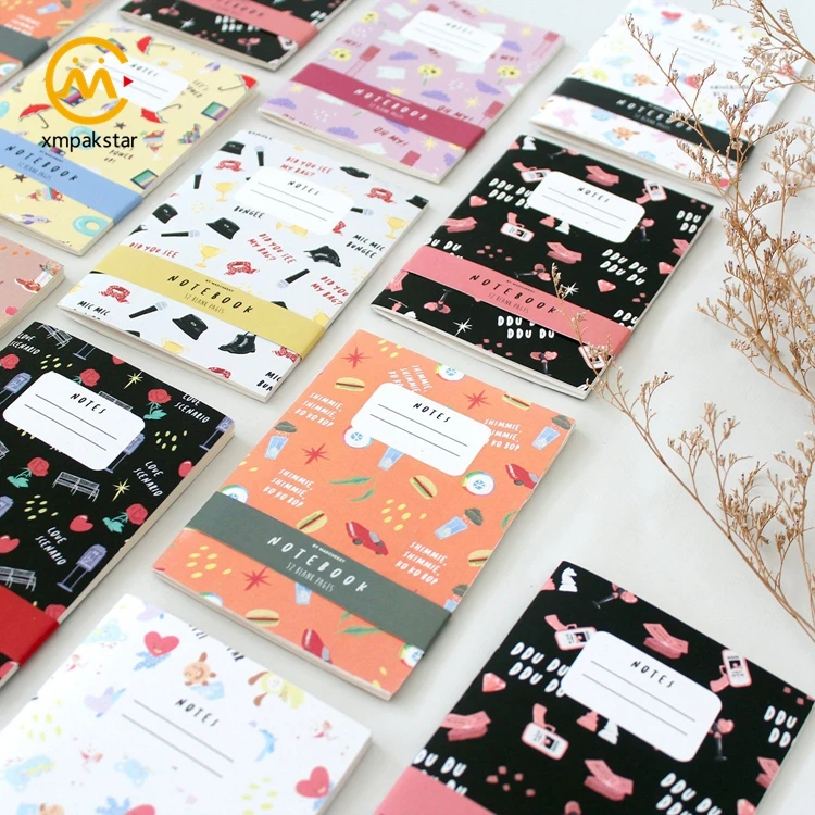 Promotional staple binding soft cover saddle stitched blank composition custom school exercise book notebook