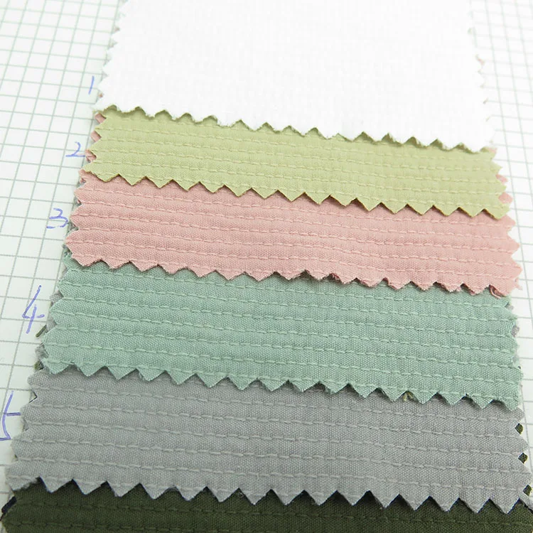 Wholesale combed stripe wave jacquard thick 100% cotton fabric Double-deck embroidery fabric for jacket, pants, dress