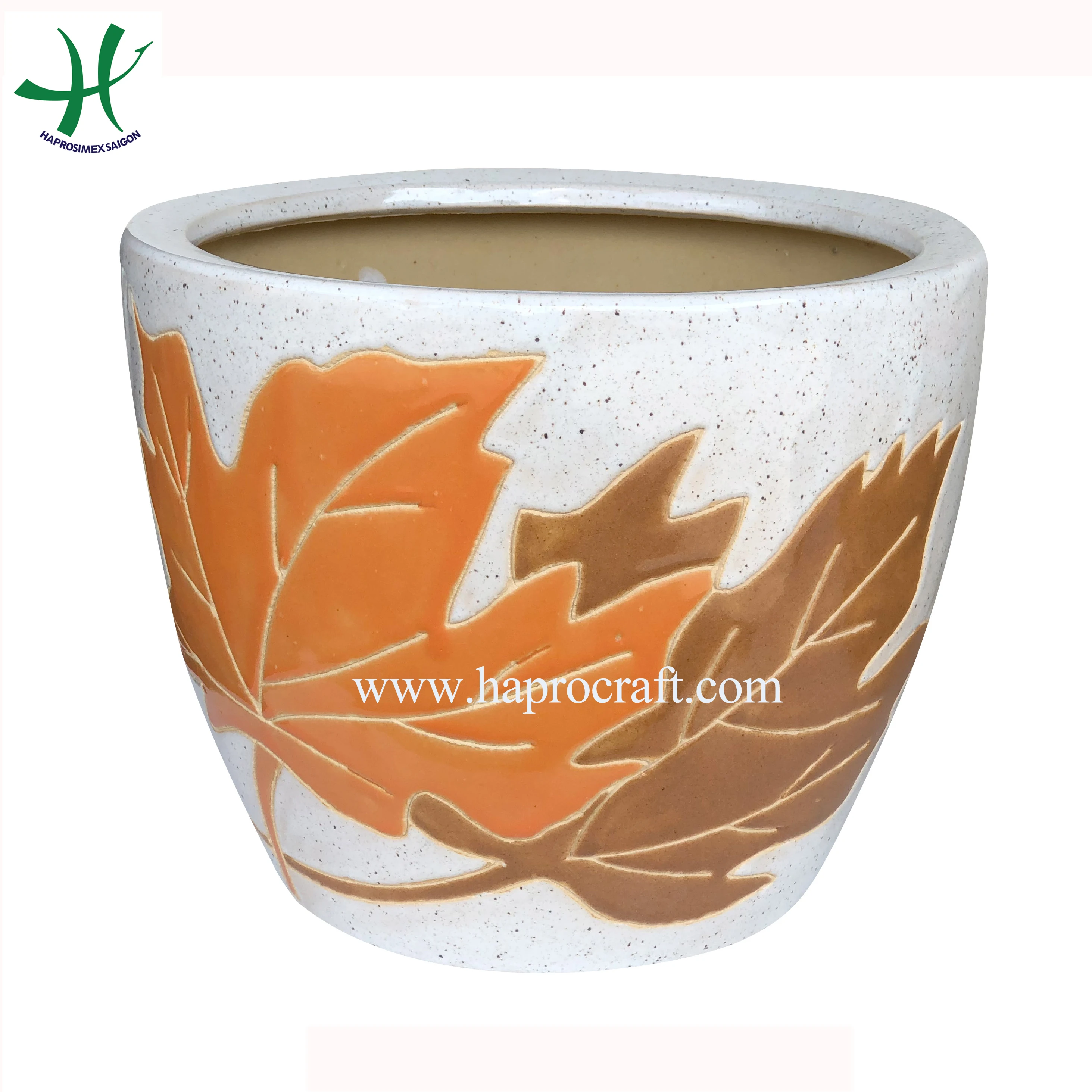 Vietnam classic flower planter pots, indoor ceramic garden plant pot, set of 3 (HG 19- 367/3)