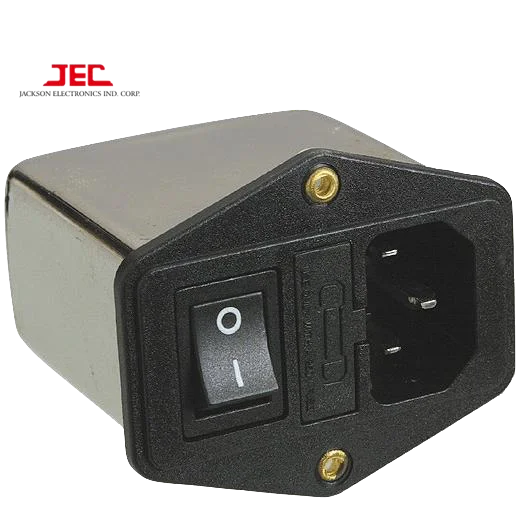 JEC Taiwan EMI Filter RFI Filter C14 power AC socket Switch with fuse holder line noise emi/rfi shielding