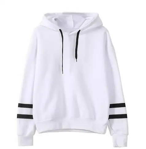 
Women Slim Fit Zip Up Stripe Panel Top Hoodie/O neck plain women hoodie 