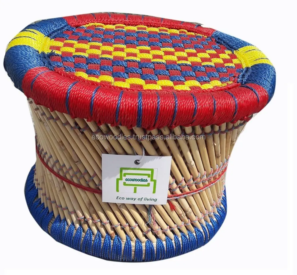 Top Selling Stylish Hand woven Garden Stool puffed ottoman footstool outdoor garden sets rattan wicker space saving stack wooden