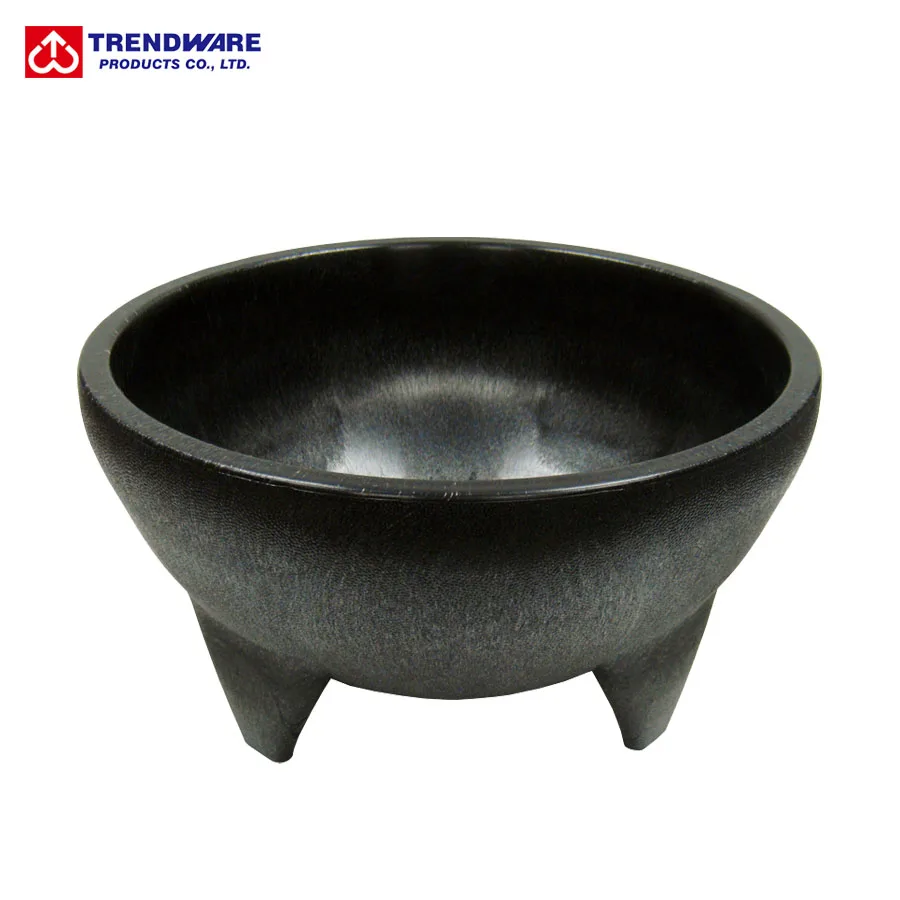 
Mexican Molcajete Style Serving Dish Black Plastic Salsa Bowl 