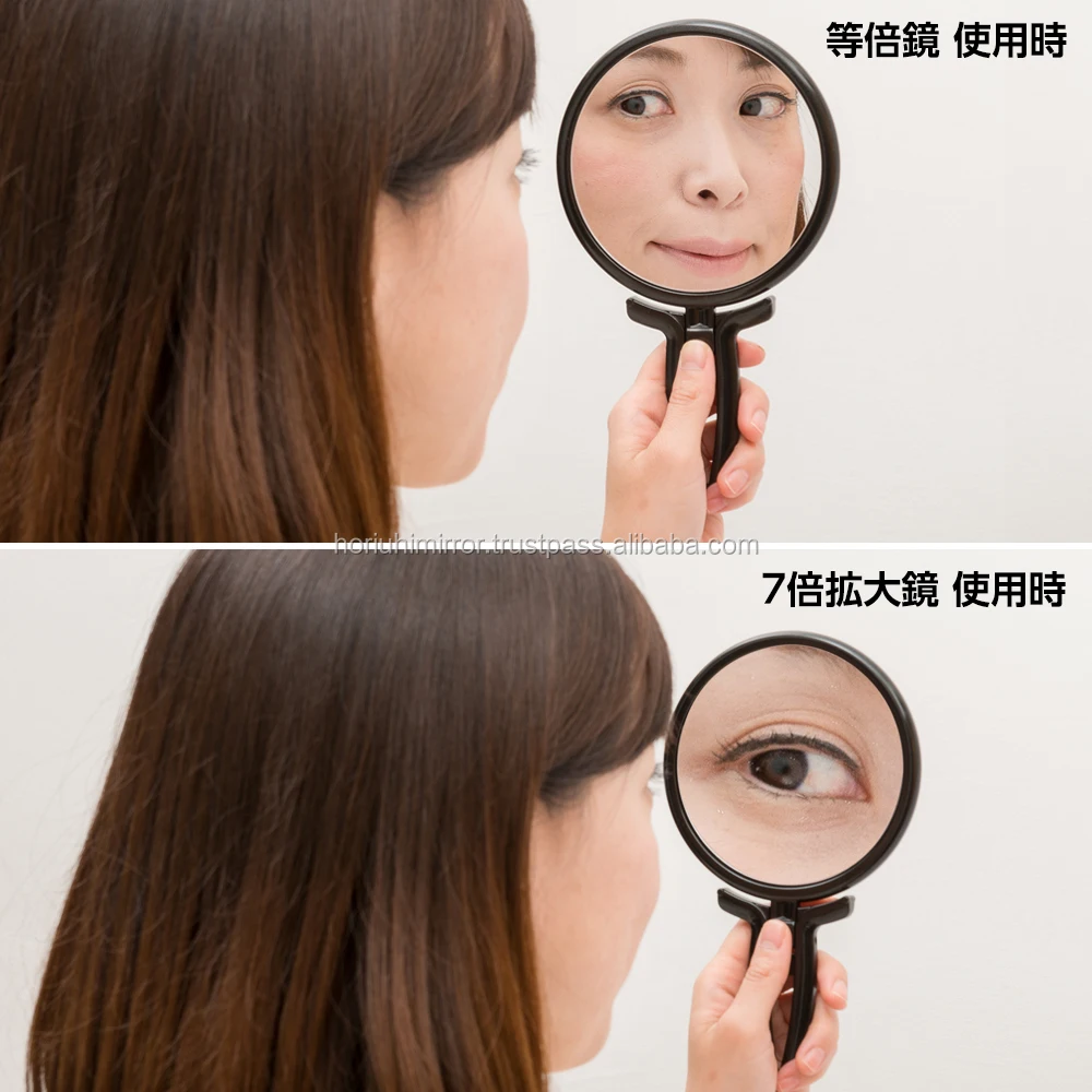 
Plastic handheld magnifying make-up customized logo hand mirror 