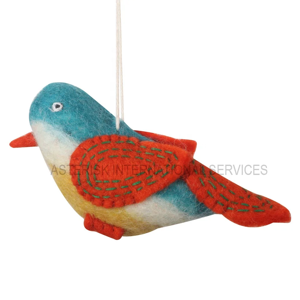Handmade 100% NZ Wool Wet Felt Bird Decor Cute Christmas Birds Ornaments Eco-friendly Educational Toys Wet Felt Birds Hanging