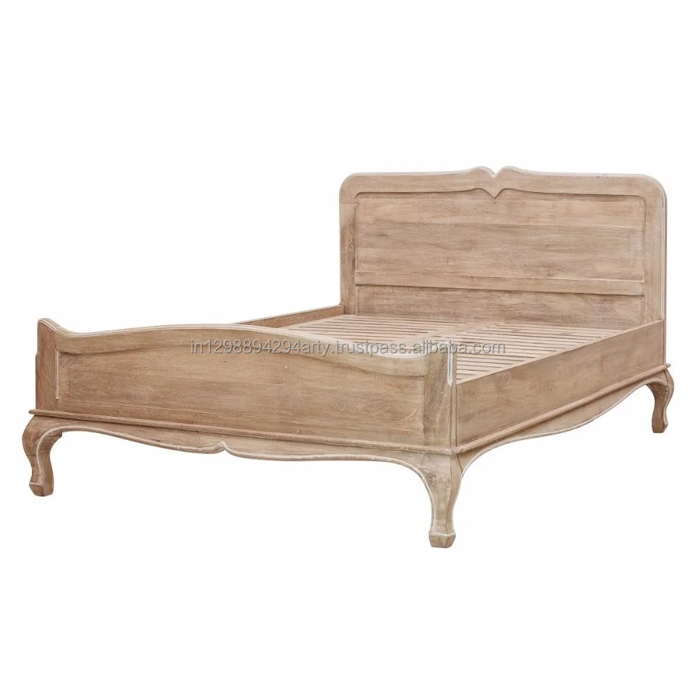 Rustic Solid Wood Bedroom Furniture French Style Double Bed