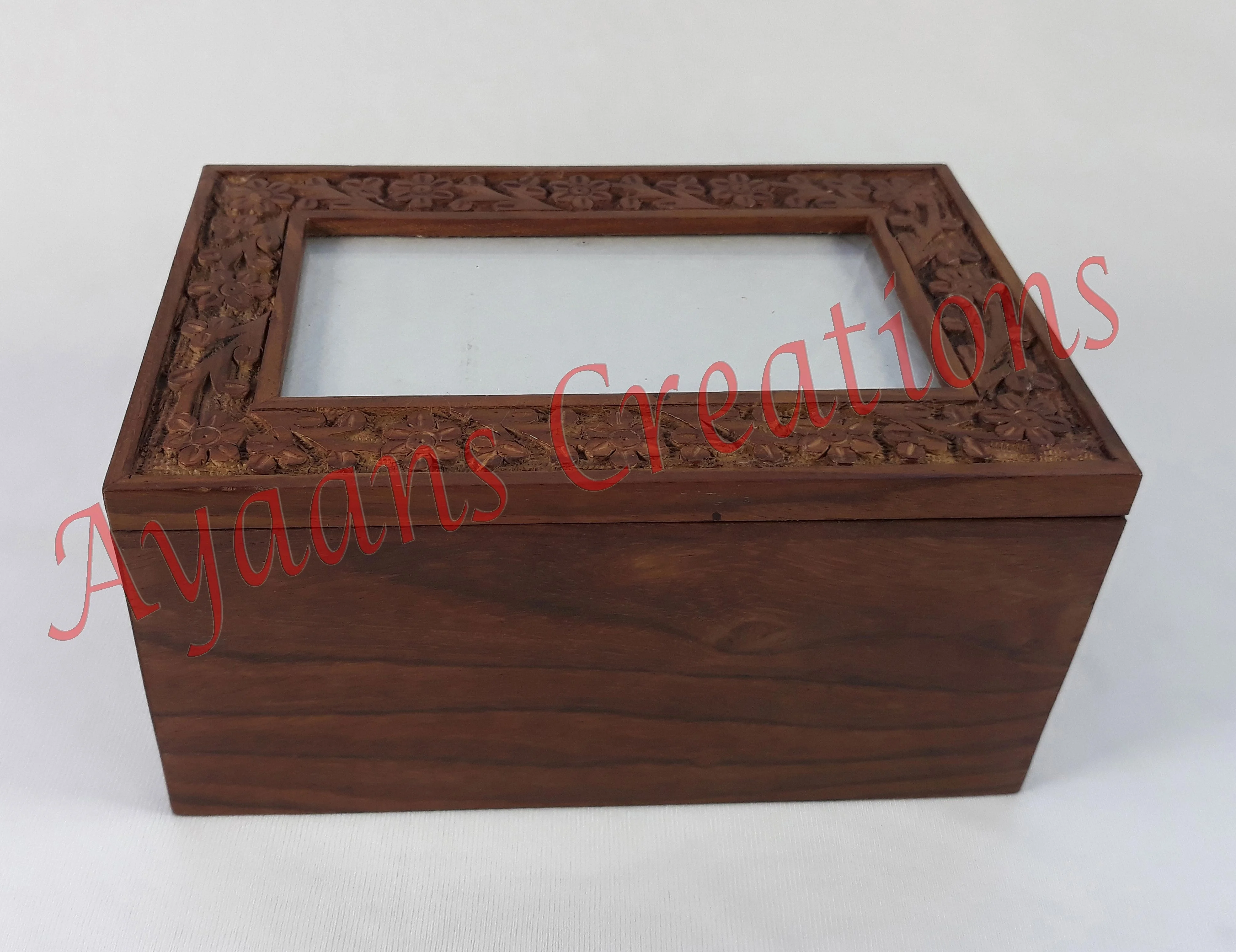Sheesham Wood Carved Photo frame Urn  [Model No. AC 3964]
