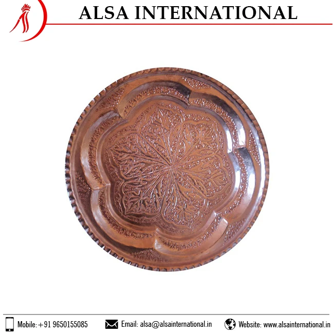 Latest Pure Antique Copper Plates in Bulk Supply Custom Design Size Vintage round Pattern Dishes Buy at Low Price Brass Material
