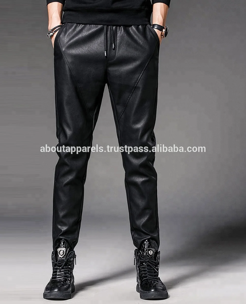 2022 New men 100% Real Genuine Leather Stretch Skinny Pants Leggings Plus Size Slim Trouser