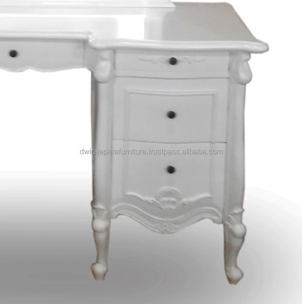 Bedroom Furniture Carved Wooden Dresser White Color French Style