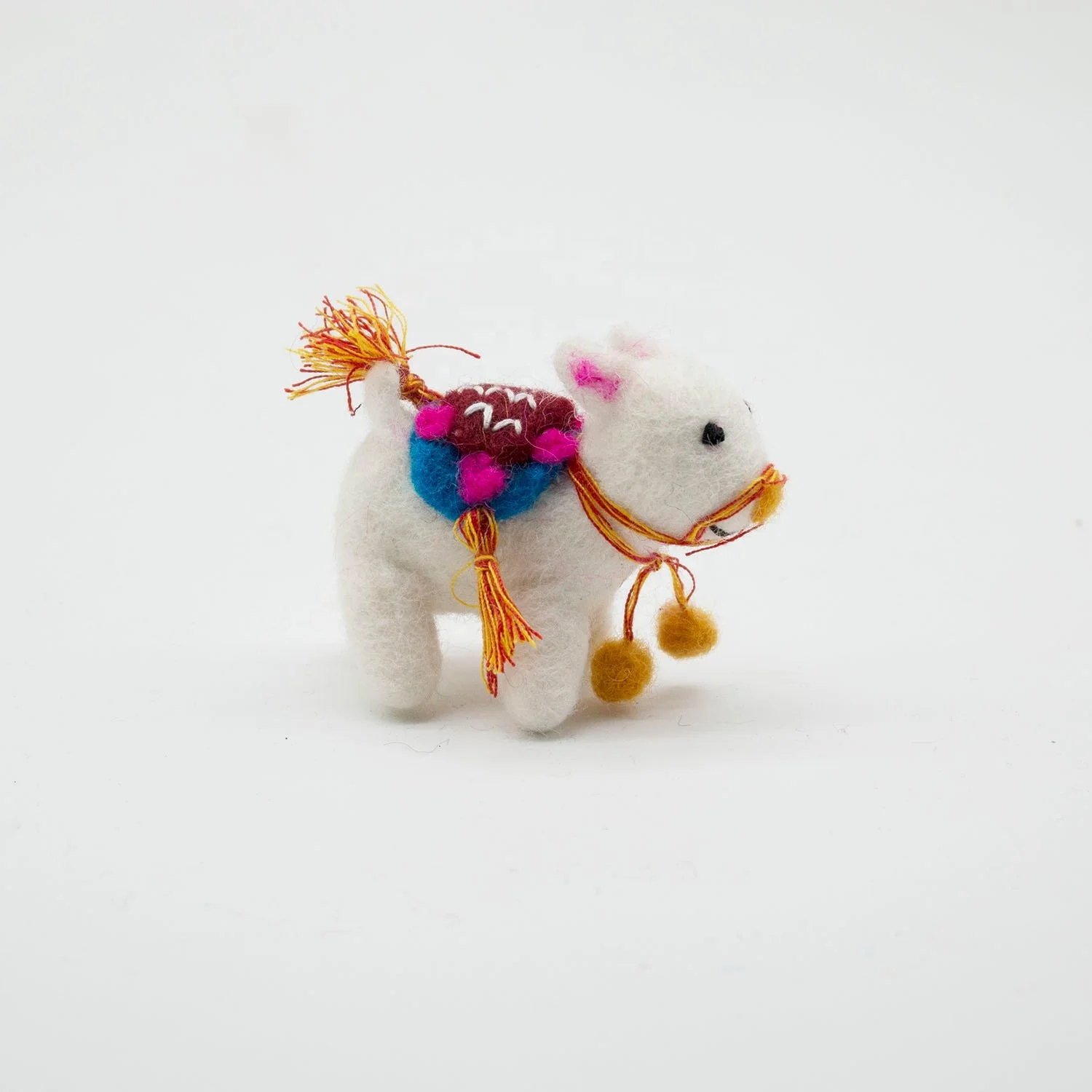 FCS-008 Felt Decorated Animal from Pure New Zealand Wool Christmas Accessories and Crafts Hand Felted by Women Artisan of Nepal