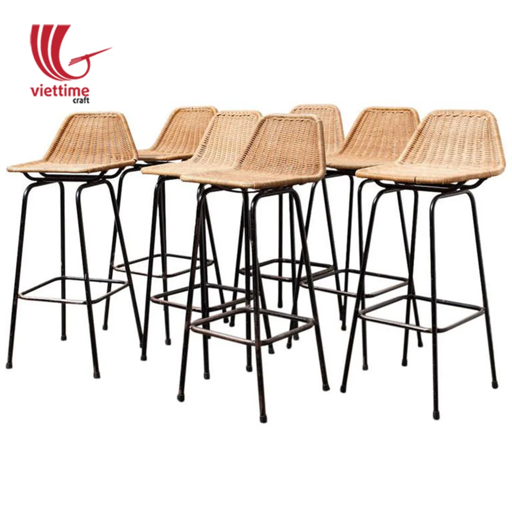 Rattan bar stool/ Natural woven bar chair