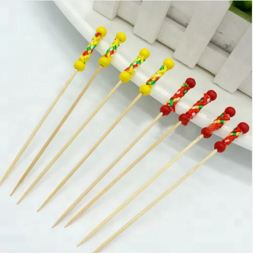 
Beads bamboo cocktail picks food dessert fruit sticks disposable toothpicks 