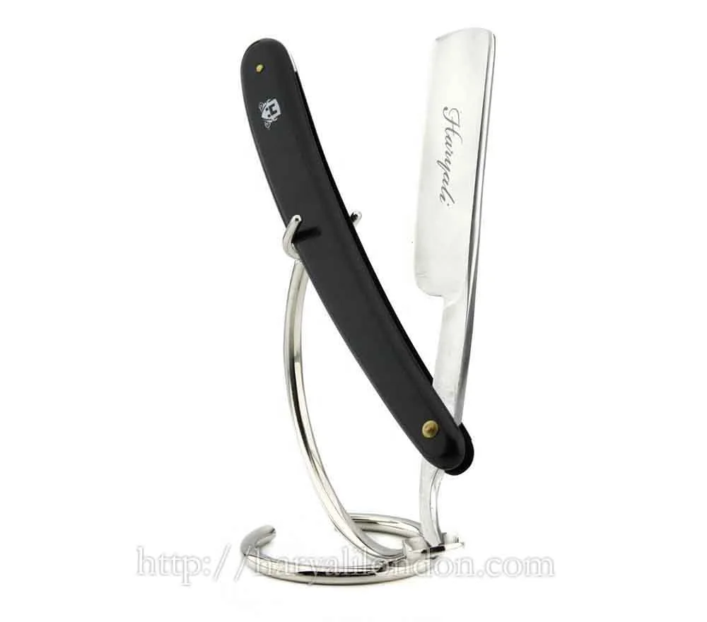 
Barber Style Cut Throat Razor Men In Black Handle With Fitting Stand /Stainless. 