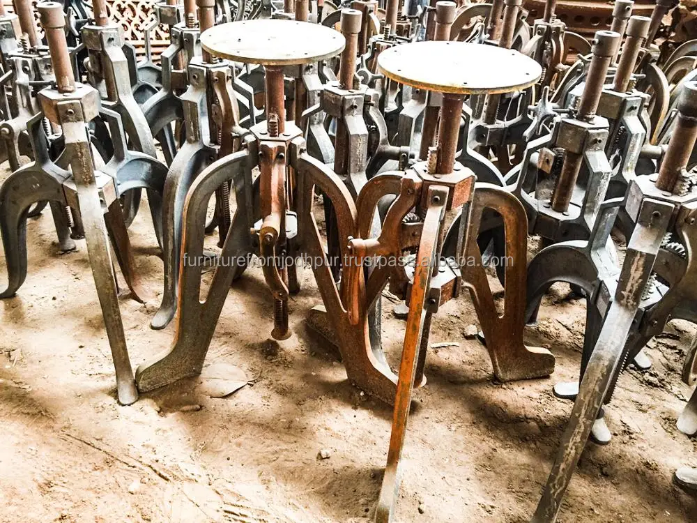 Industrial Crank Table Dining Room Furniture Home Furniture Metal Antique Iron Adjustable (height)