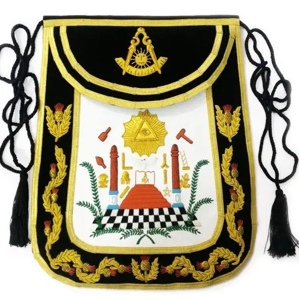 
Masonic Traditional Past Master Round Apron Bullion Hand Embroidered 