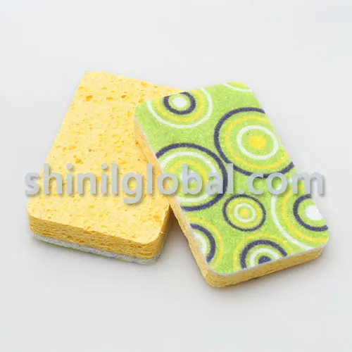 Korean Top selling kitchen dish cleaning sponge scrubber OEM Customized Wet Cellulose Eco Sponge