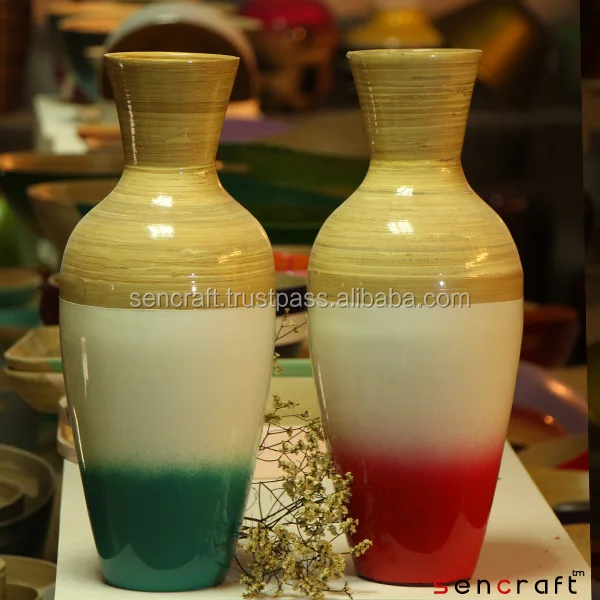 
spun bamboo vase; decorative vase, spun bamboo vase, Home decorative; bamboo lacquer vase 