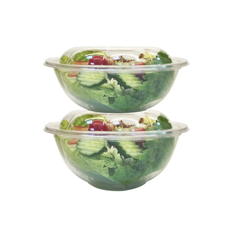 rPET customized disposable plastic clear bowls packaging for fruit poke bowl