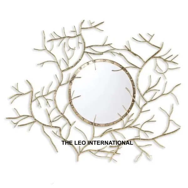 High Demanded Wall Mirror 58X1X58 Inch Gold Plated Metal Steel Glass Modern Style Home Office Hanging Decorations