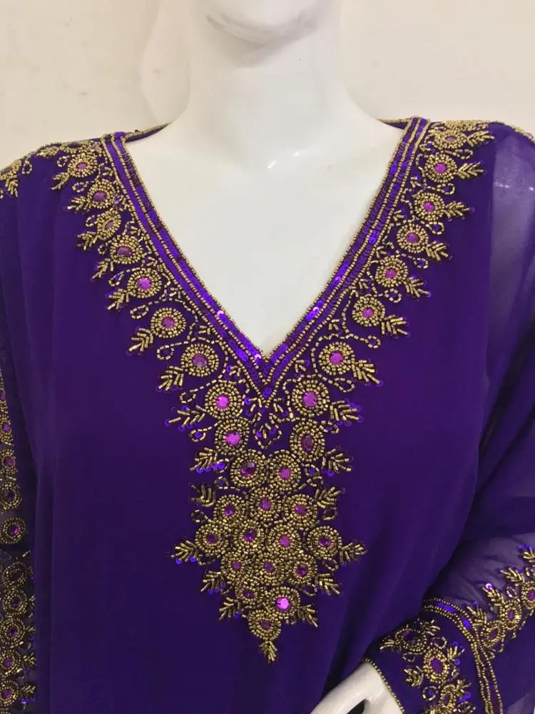 Dubai Moroccan Kaftan Caftan Maxi Dress Natural Style Hand Embroidery Arabian Butterfly Farasha Free Size Fit All Full Women