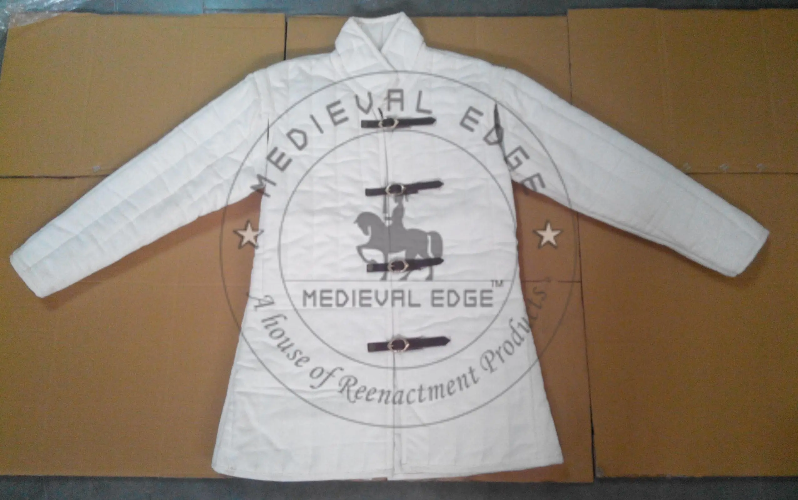 Soft Comfortable and Breathable Cotton White Full Sleeves Gambeson Jacket/Coat at an Largest Manufacture Company