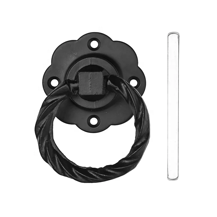 Gate Ring Latch Set Smooth Black