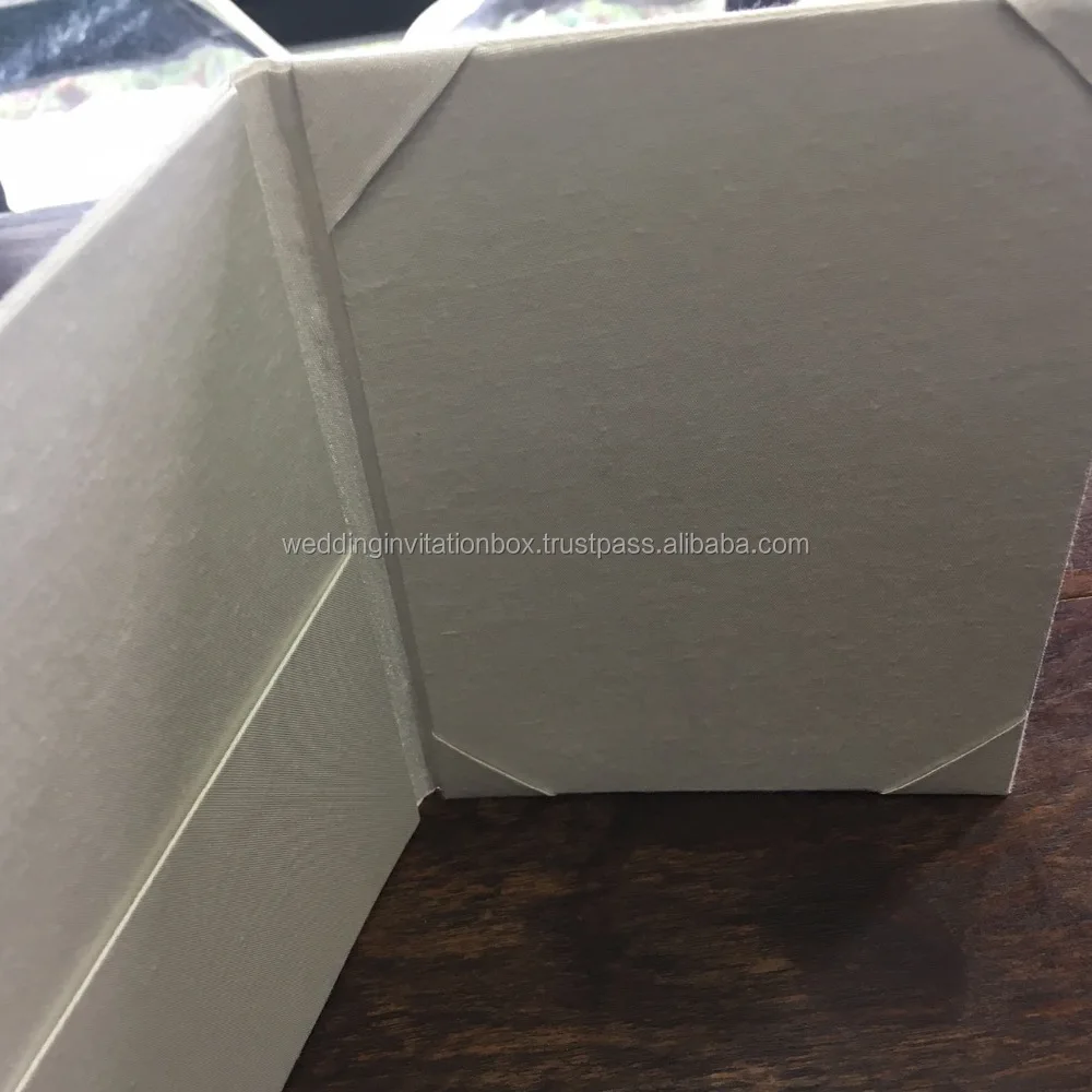 Plain Gold Silk Laminated Cardboard Wedding Invitation Gatefold Creation