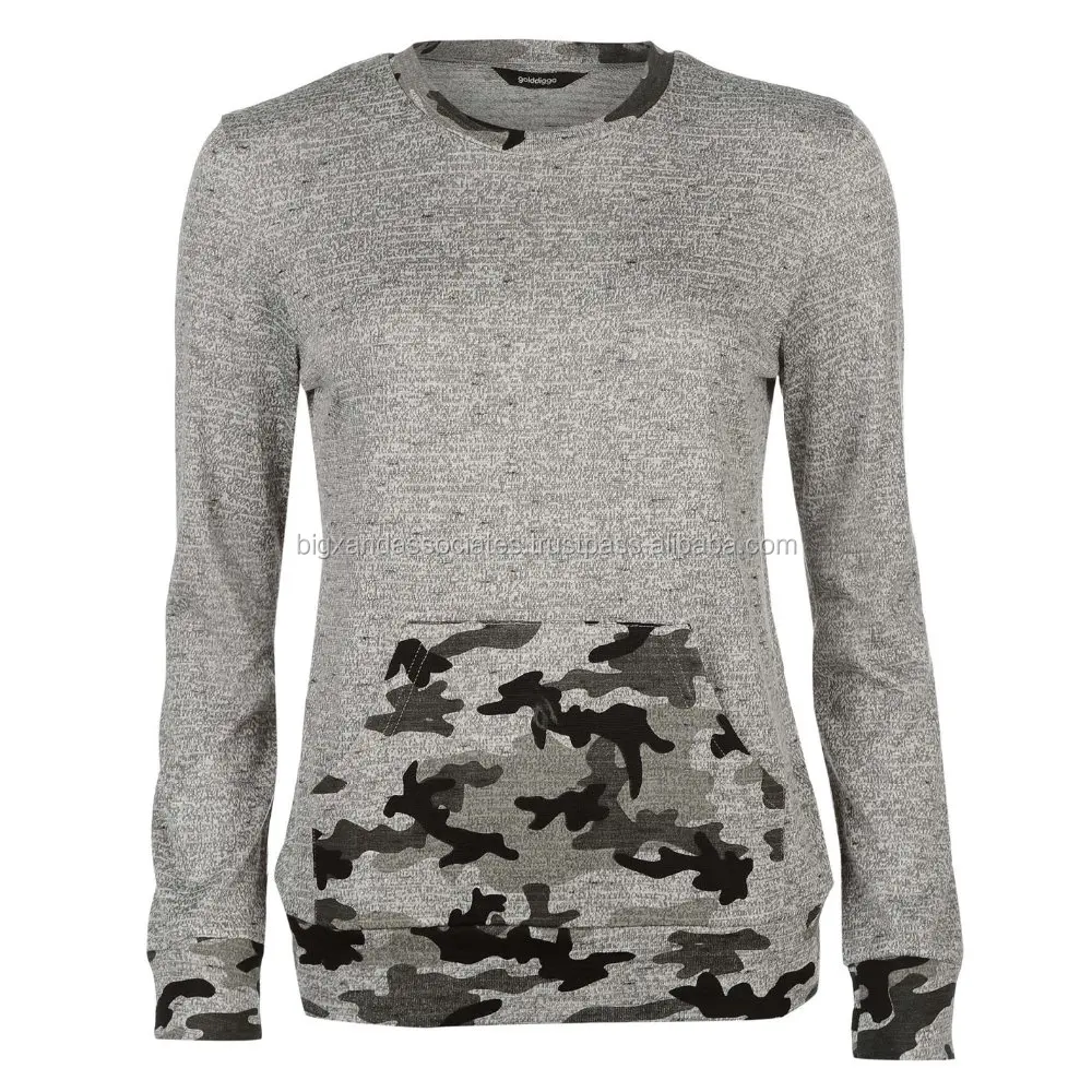 Fashion ladies embroidered Latest Design Long Raglan Sleeves Rib Knit Cuff Crew Neckline Sweatshirt round neck sweatshirt