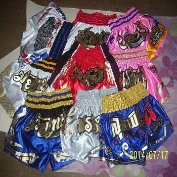 Design Small MOQ MMA Fight Satin Thailand Muay Thai Black Shorts