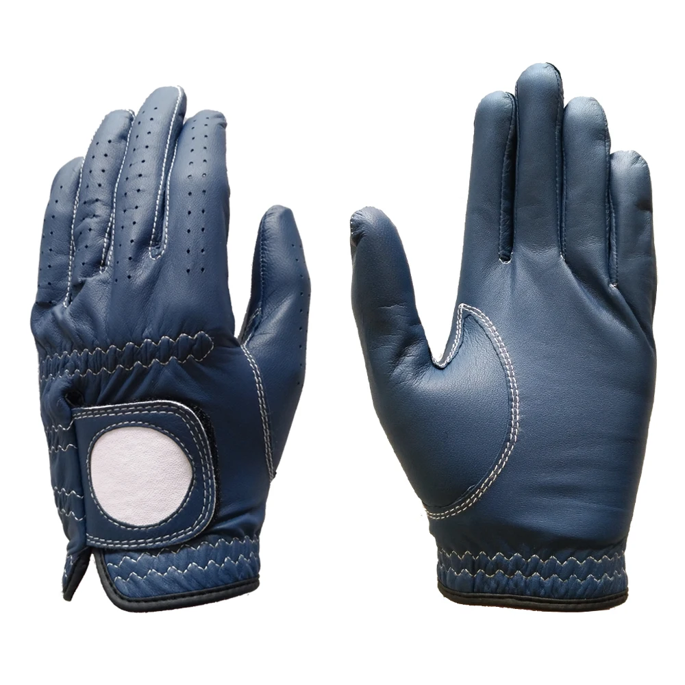 Высокое Качество Премиум Cabretta Кожаные перчатки для гольфа темно-синего цвета