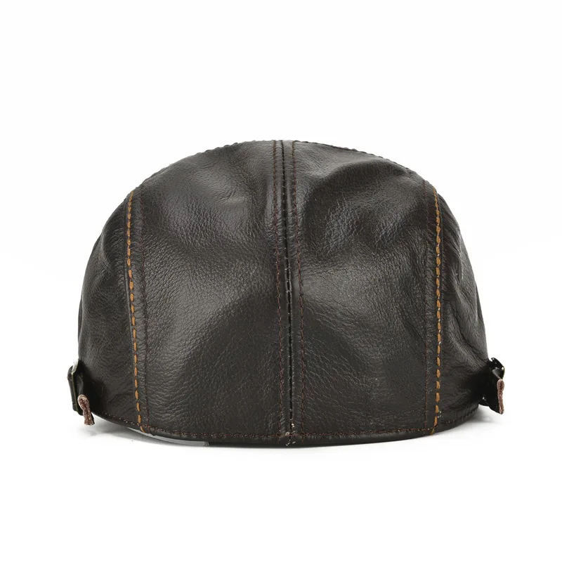 Black leather cap/ Ivy Black leather Cap