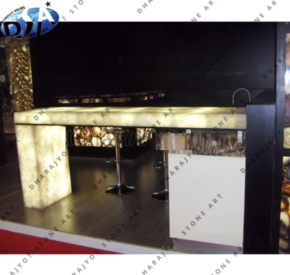 Light Yellow Agate Beautiful Natural Stone Reception Desk