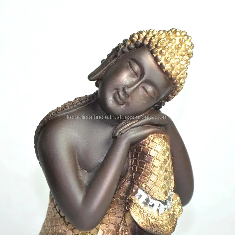 New golden poly resin Buddha statue resting Buddha figurine custom designs