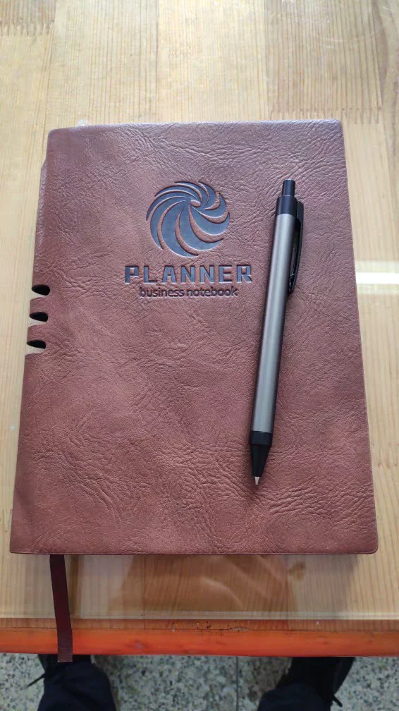 custom  business   a5  pu  leather  hardcover  agenda notebook with  pen  and  custom  company  logo