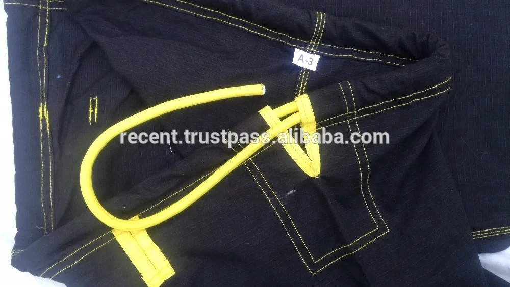BJJ Brazilian Jiu-Jitsu Gi Pearl Weave Black Trouser Yellow Thread heavy fabric trouser