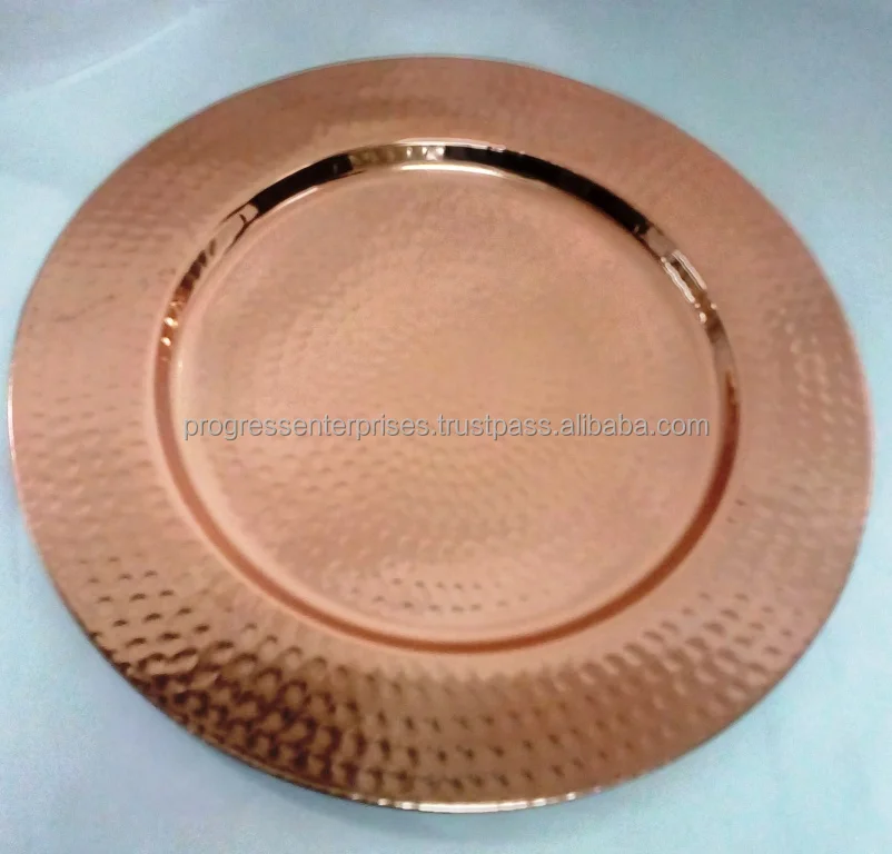 Bulk metal 30cm 33cm stainless steel plate chargers wedding golden decorative fruit charger under plate