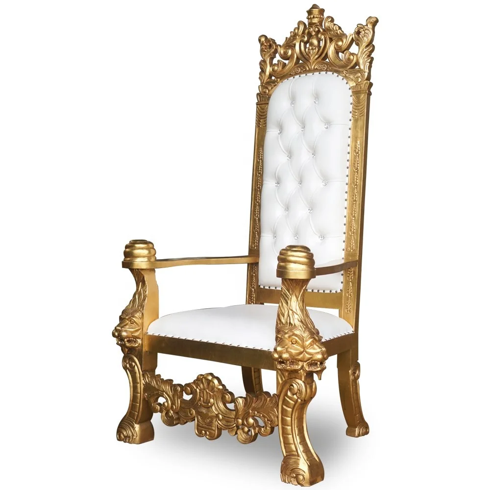 Hot Sale High Back King Solomon Throne Chairs Luxury Royal Wedding Chair for Groom and Bride for Dining and Hotel Use