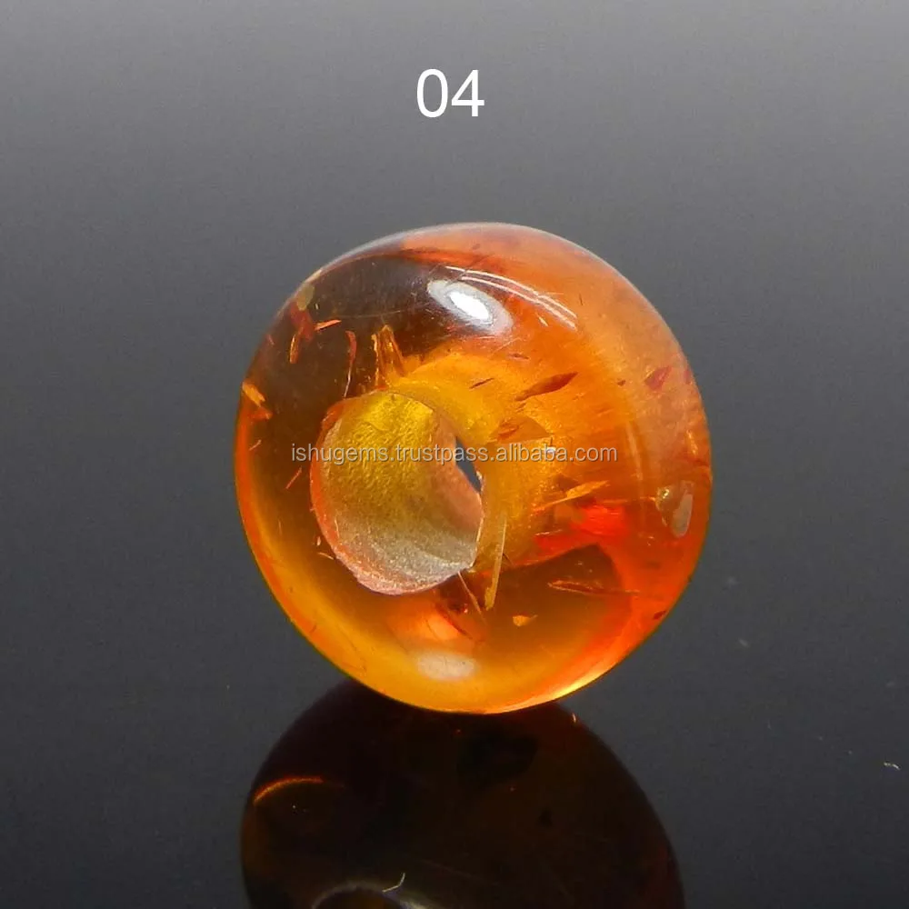 Indian silver jewelry Synthetic amber 14x8x5mm roundel smooth big hole gemstone beads IG5360