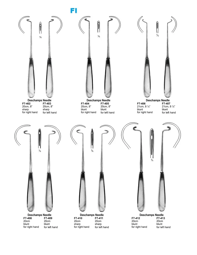 Deschamps Ligature Needle Blunt for right hand 21cm 04/Surgical Suture instruments/Surgical Instruments