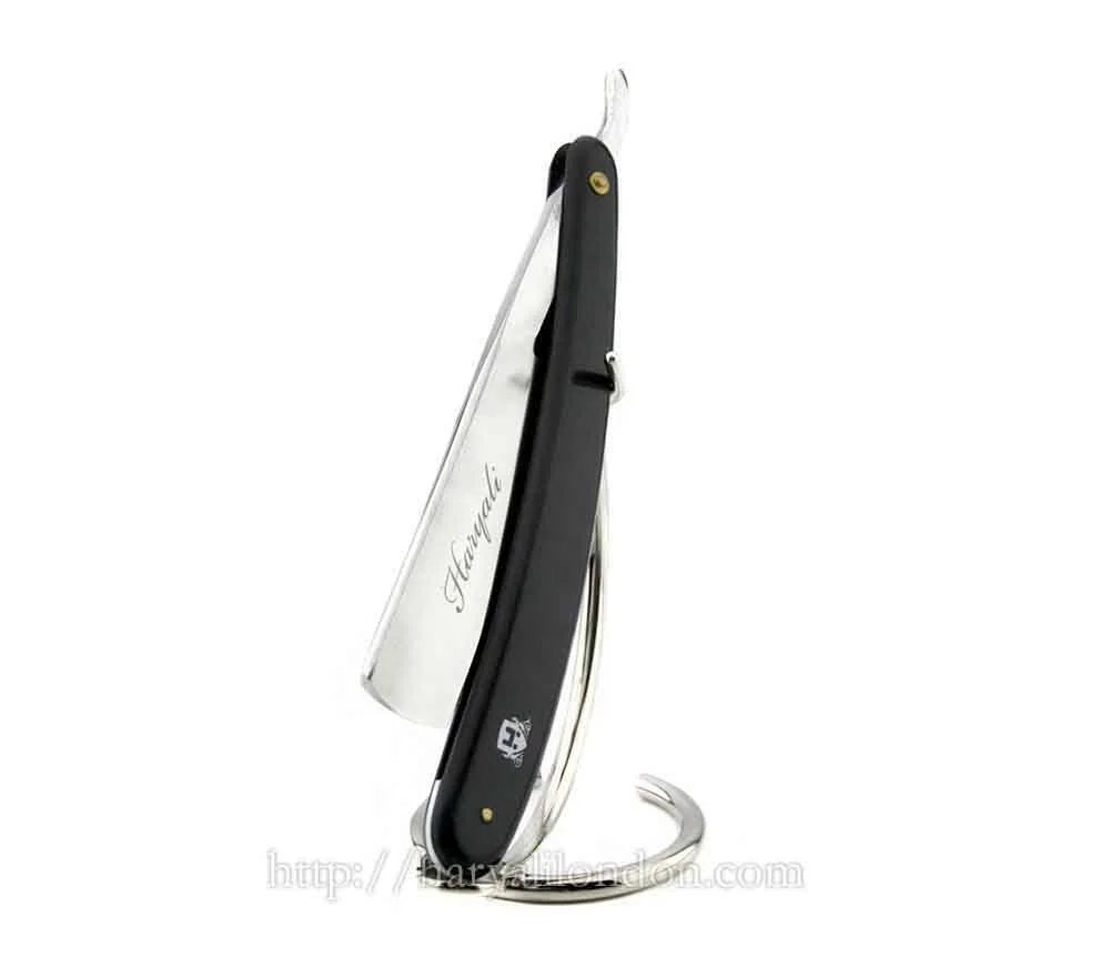 
Barber Style Cut Throat Razor Men In Black Handle With Fitting Stand /Stainless. 