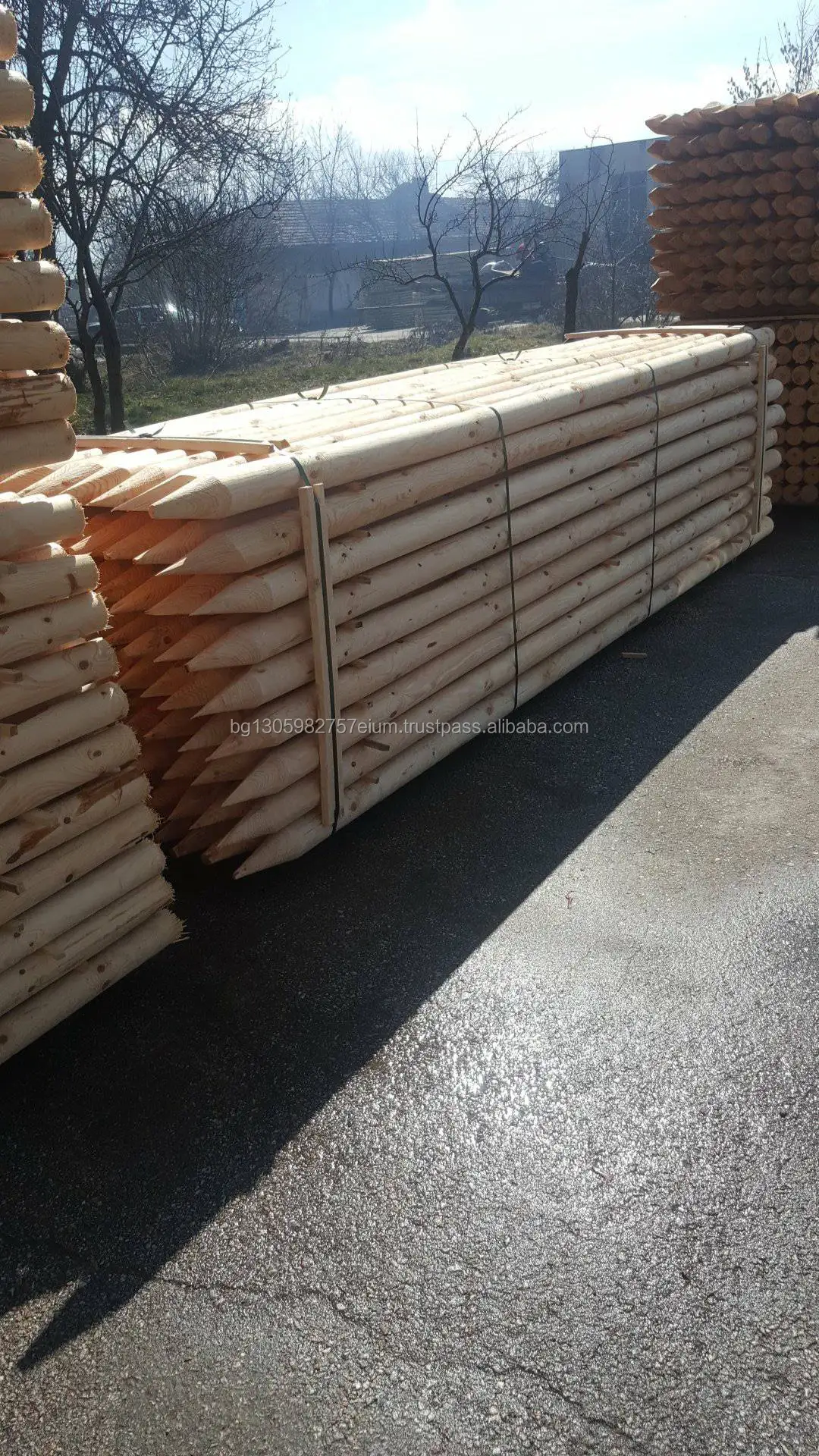 Sharp Point Wood Light Poles coniferous, lathed and impregnated by high pressure vacuum